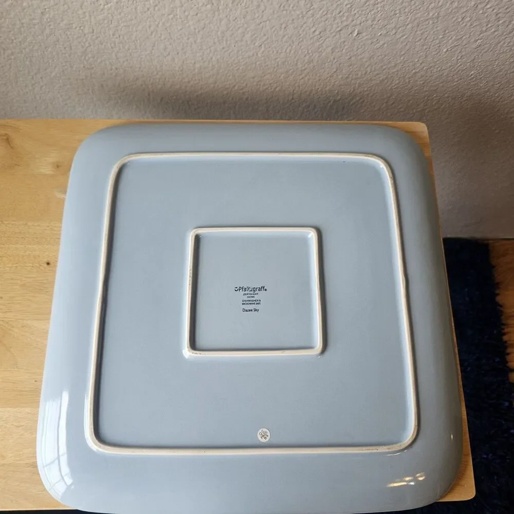 Pfaltzgraff Dazee Sky Blue Square Serving Platter Stoneware Daisy Platter